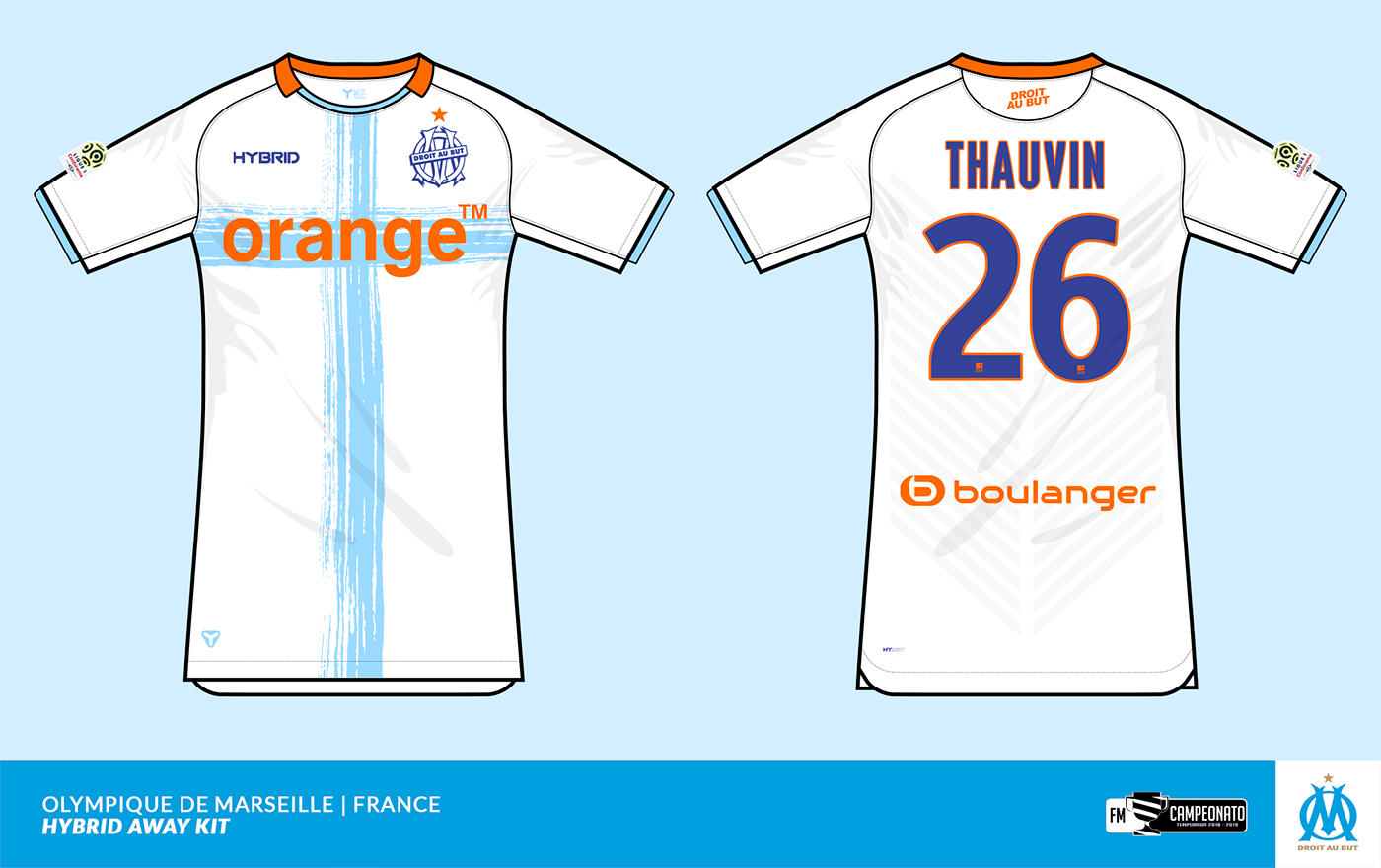 Olympique marseille hybrid kits jersey soccer Ligue 1 t-shirt apparel Sportswear