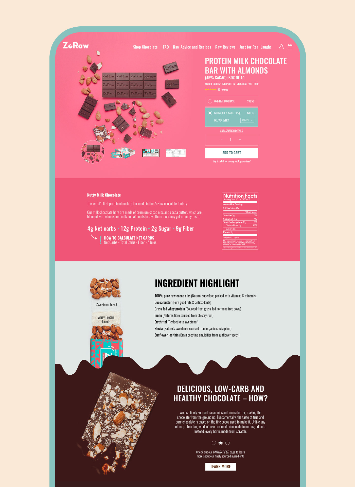chocolate Ecommerce protein Shopify Website Design
