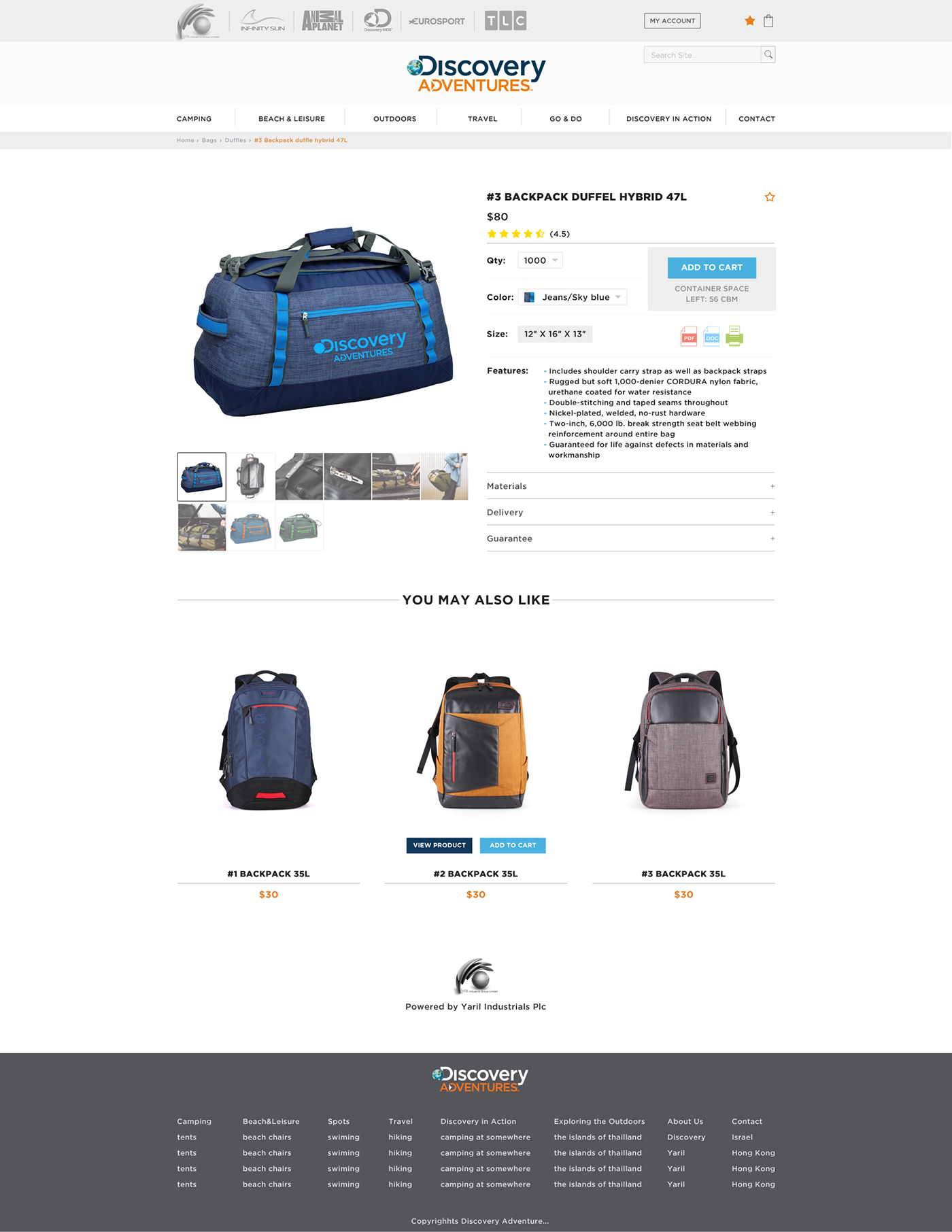 Website Design Website Travel Gear discovery adventures Shopping camping