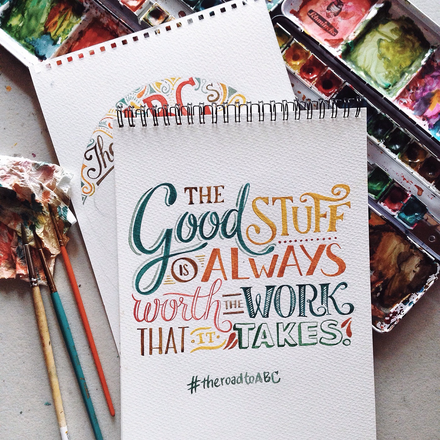 Quotes motivation lettering HAND LETTERING watercolor artwork abbey sy type Good Type hand writing hand written paint brush Create