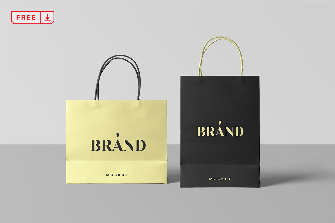 free Mockup branding  paper bag realistic logo shop photo