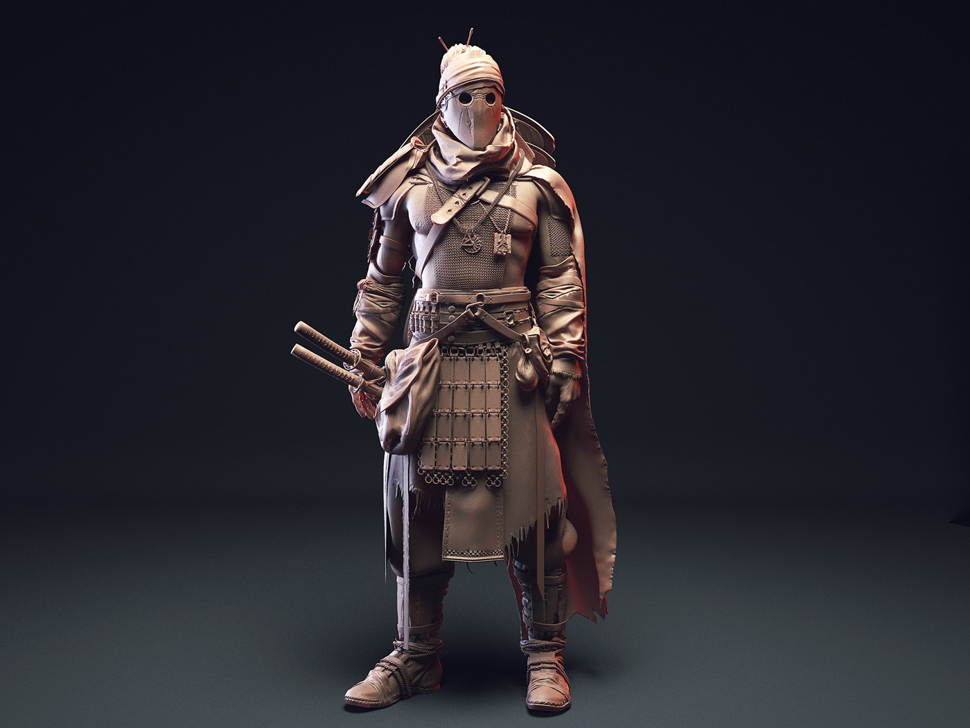 characters assasin ninja samurai Sculpt Zbrush 3D model male