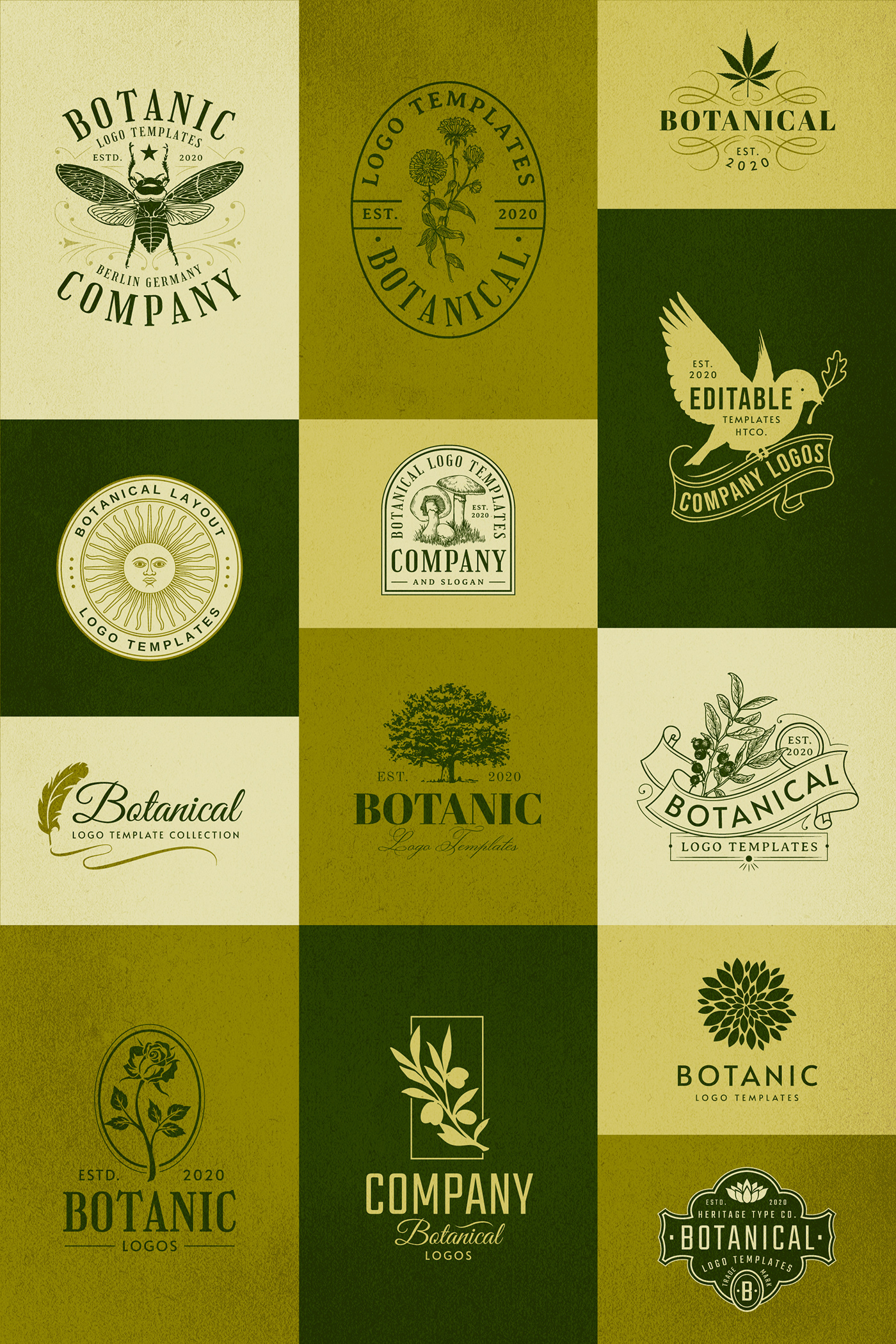 A collection of botanic logo templates