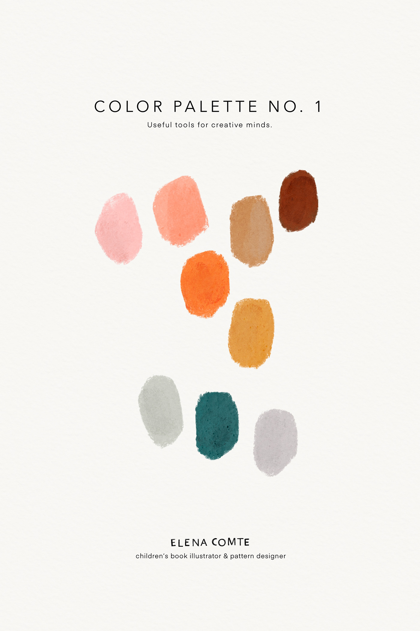 Color palette cards created by children's book illustrator and designer Elena Comte.
