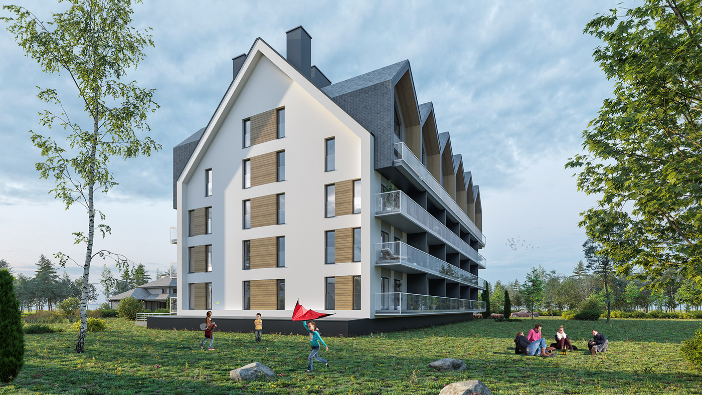3D 3ds max architecture corona exterior poland Render Ustonie Morskie village visualization