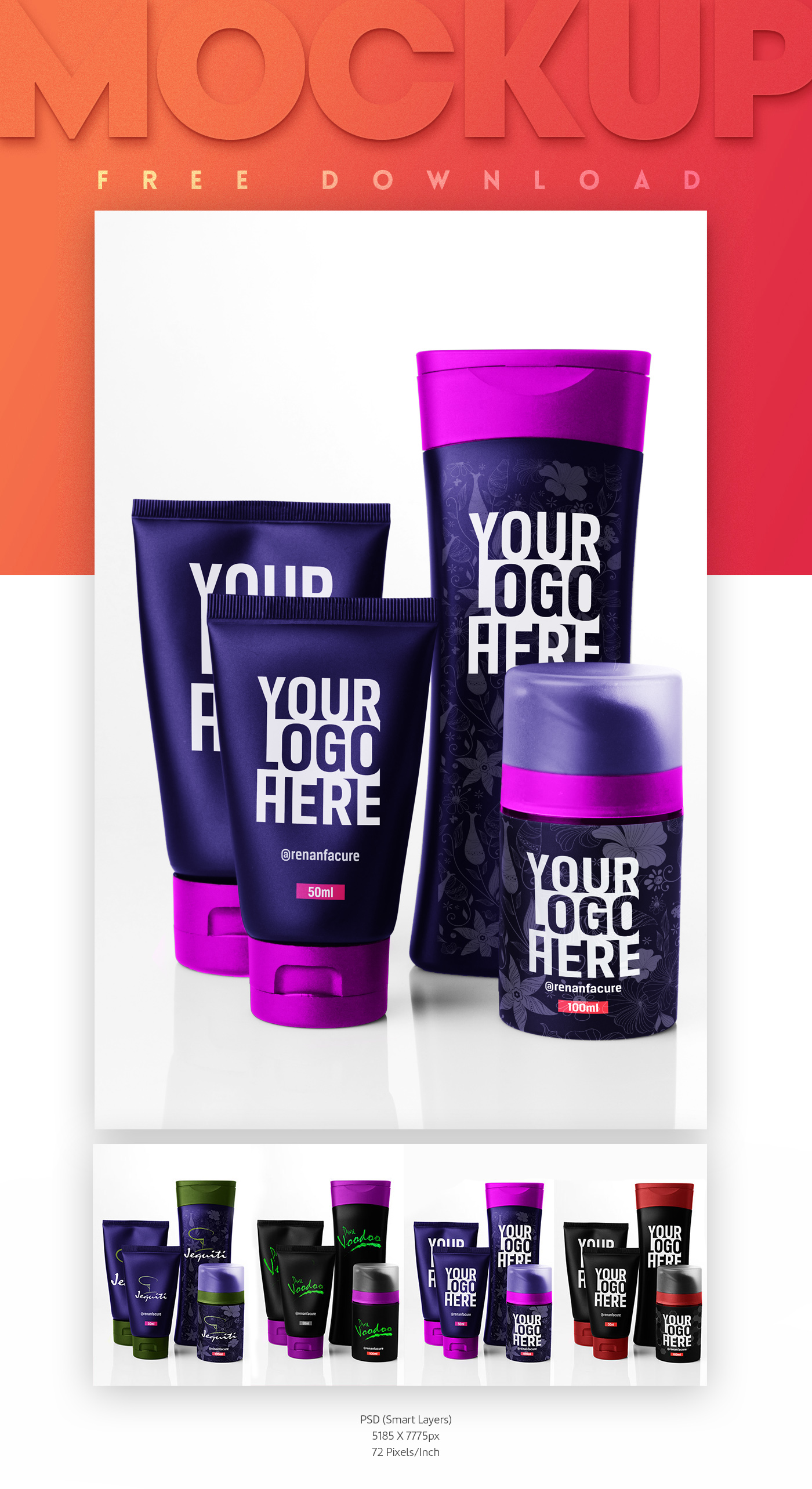 beauty bottle box care Cosmetic cosmetics creme design gel Label makeup mock up mock-up logo logo Mockup