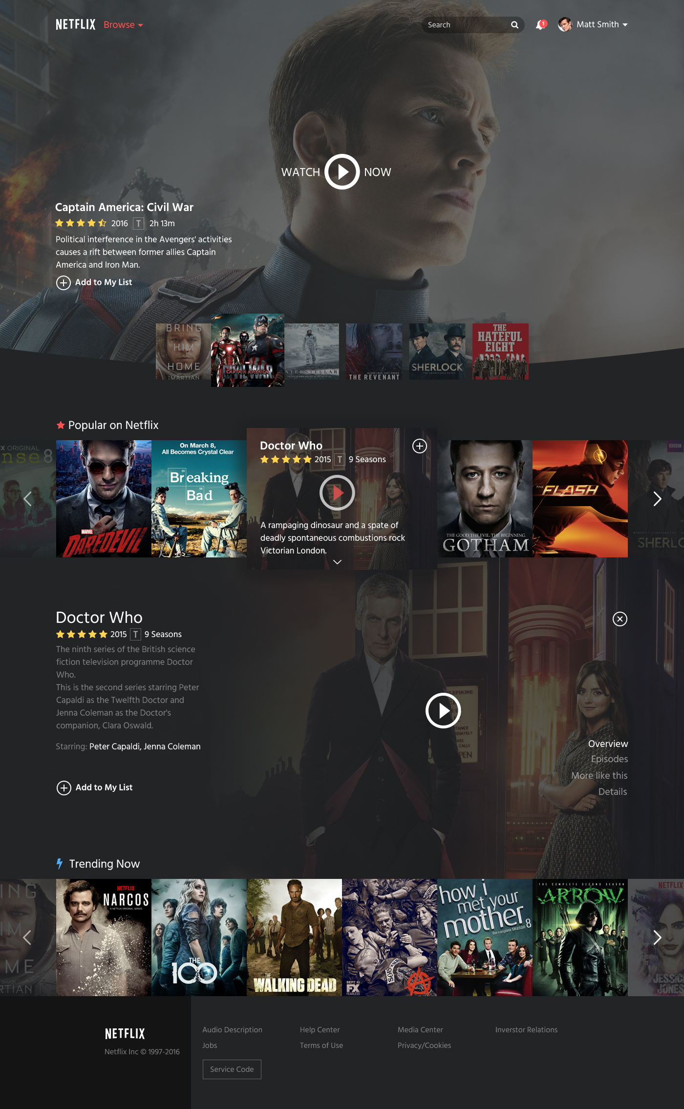 user interface Netflix home ui design