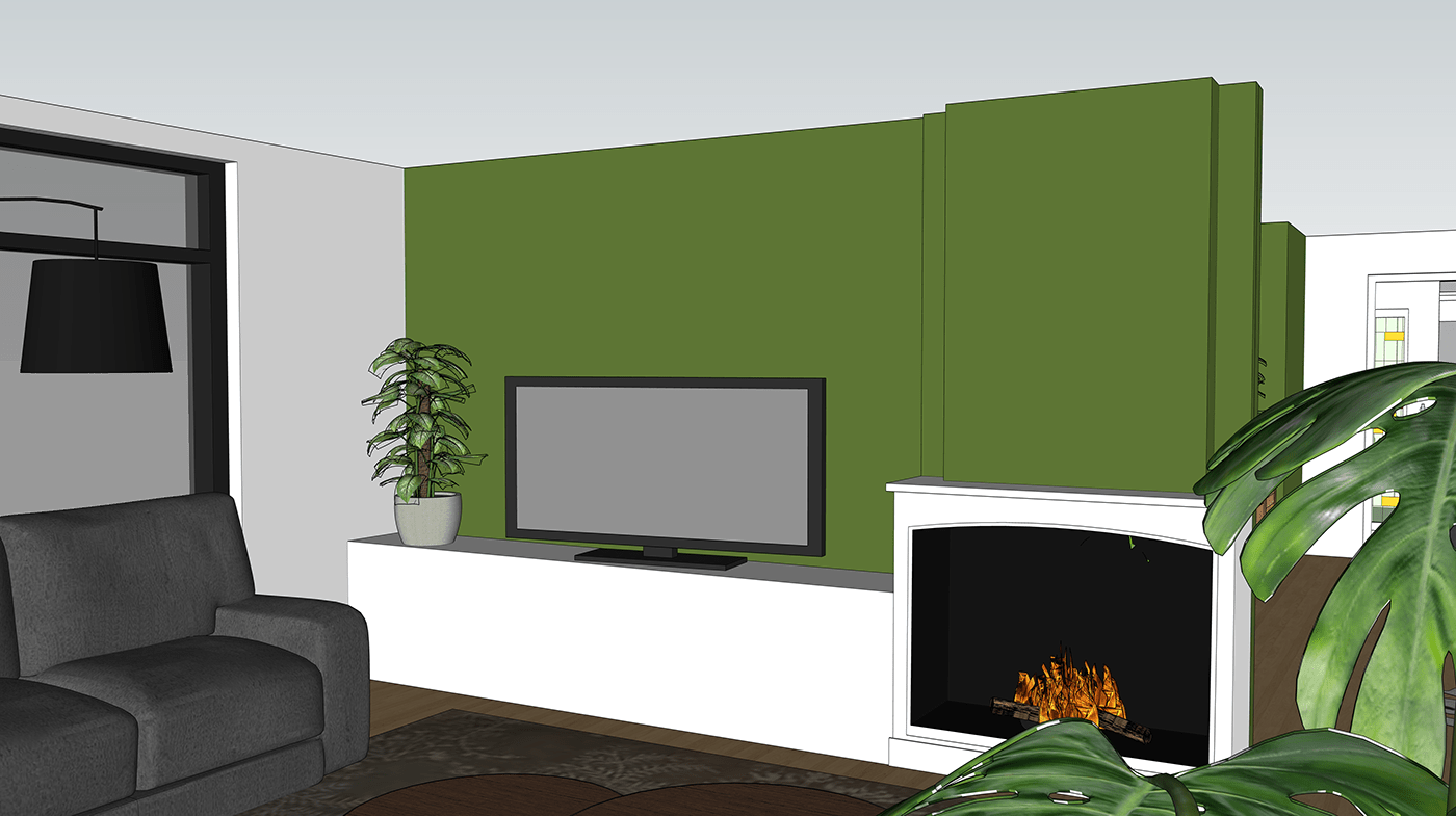 black shutters Emerald Green interior design  sketchup pro stained glass steel doors