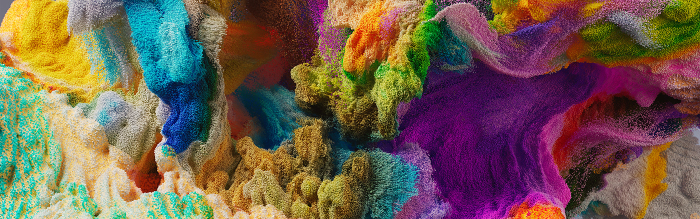 abstract colorful coral particles redshift simulation houdini