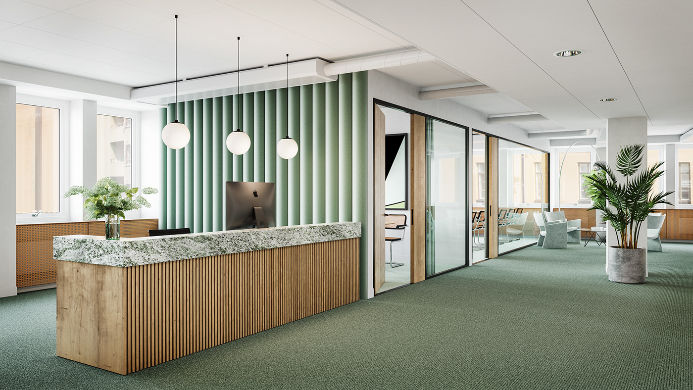 architecture interior design  Scandinavian CG 3D Office Render visualization