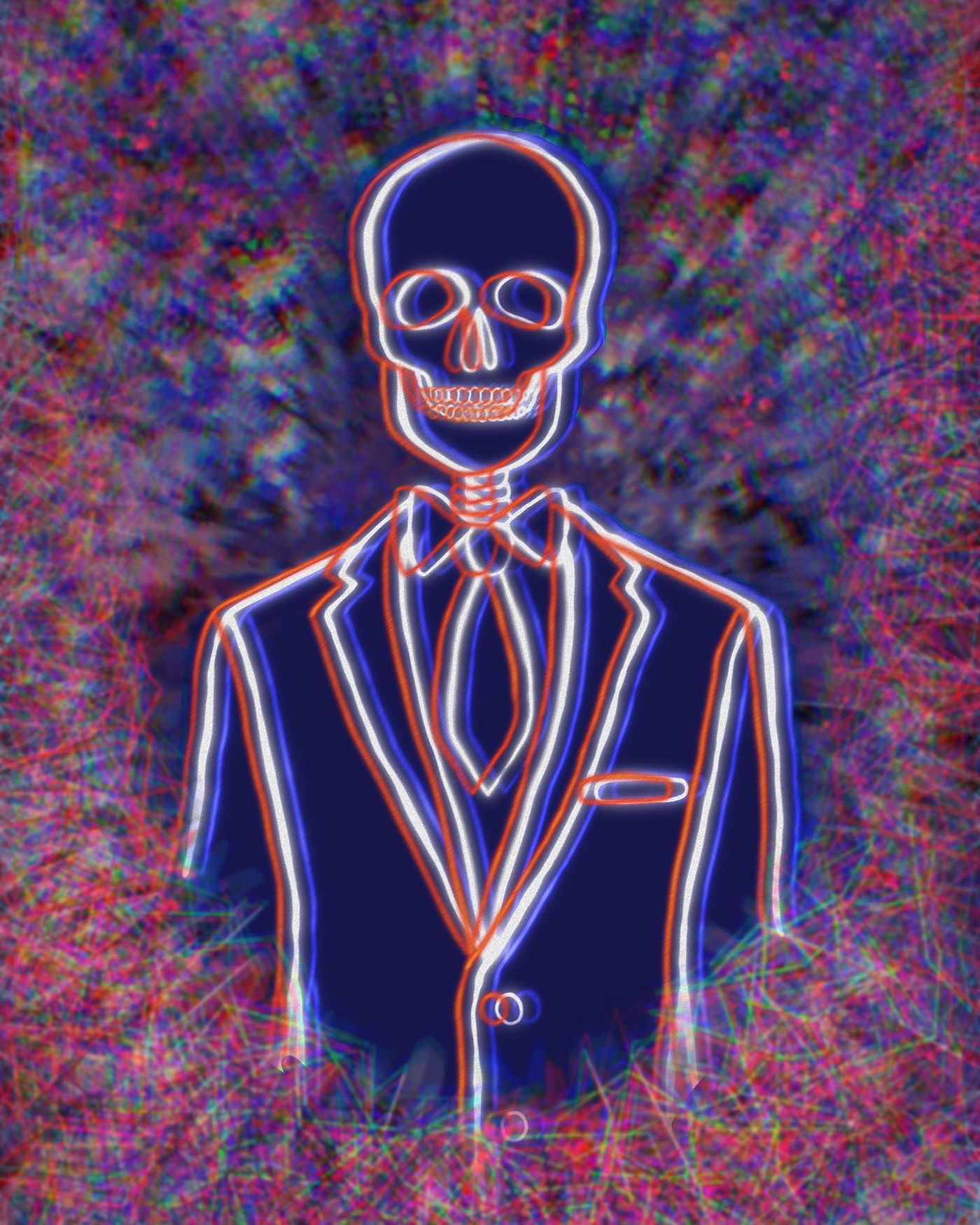 art artwork chromaticaberration Digital Art  digital illustration gentleman ILLUSTRATION  Procreate skeleton skull