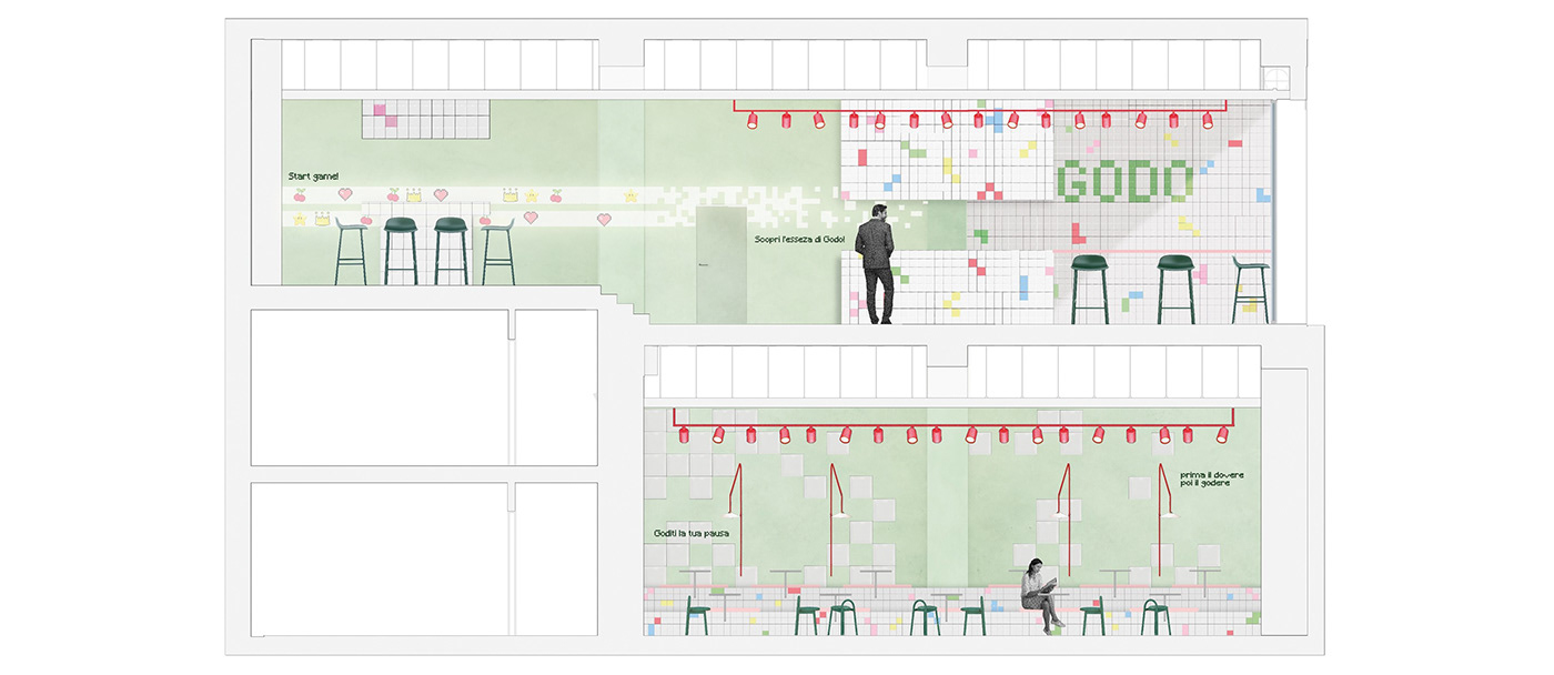 Rhinoceros Render 3D interior design  restaurant Packaging vray render IED milano milano Godo