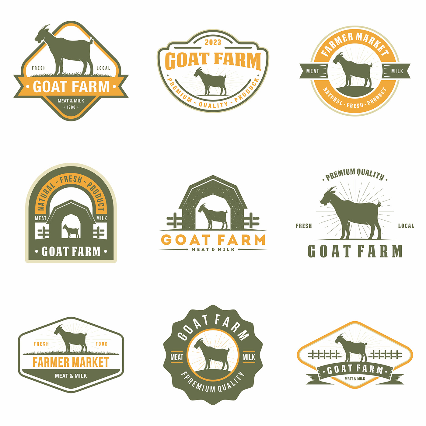 agriculture animal badge business Cattle company design emblem farm goat