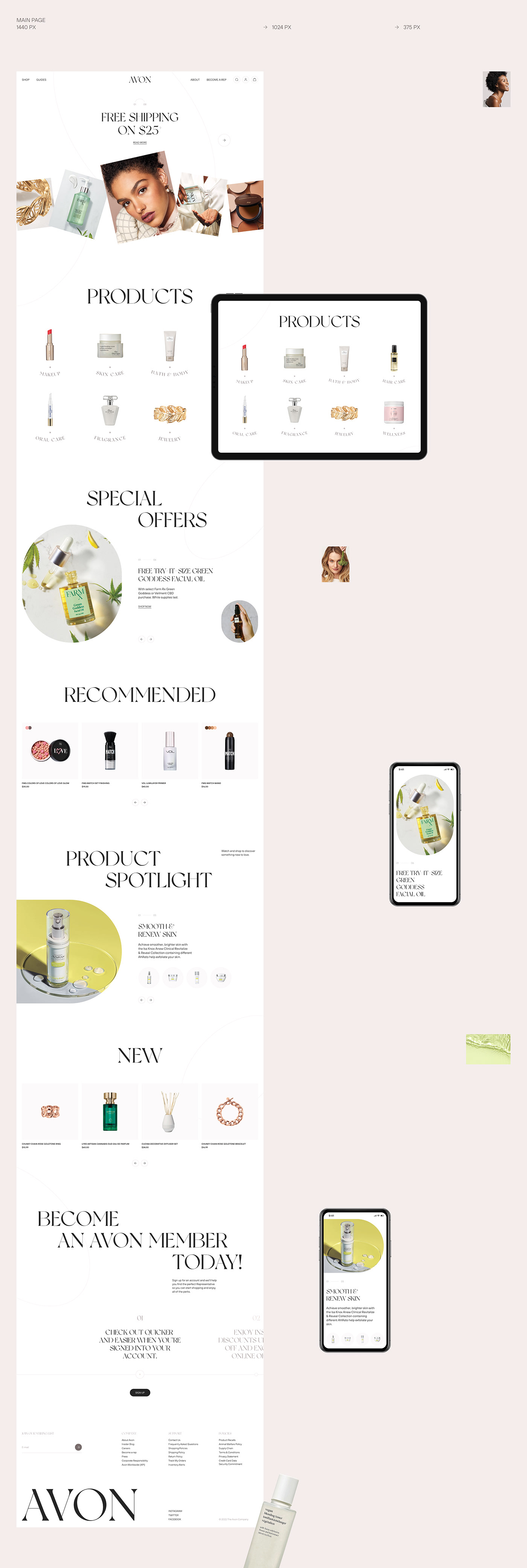 animation  Avon beauty cosmetics e-commerce makeup redesign shop store UI/UX