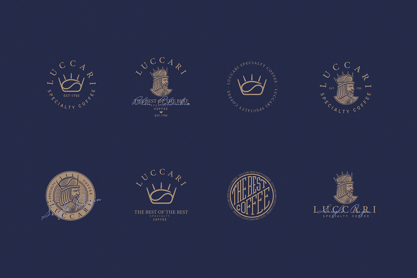 Coffee colombia luccarri specialty identity logo king royalty