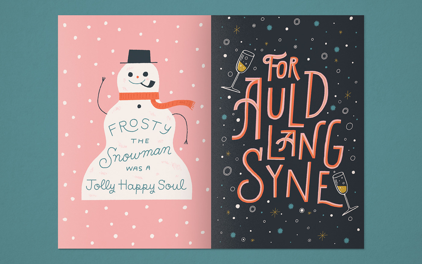 lettering Zine  Layout design ILLUSTRATION  Christmas Holiday snowman