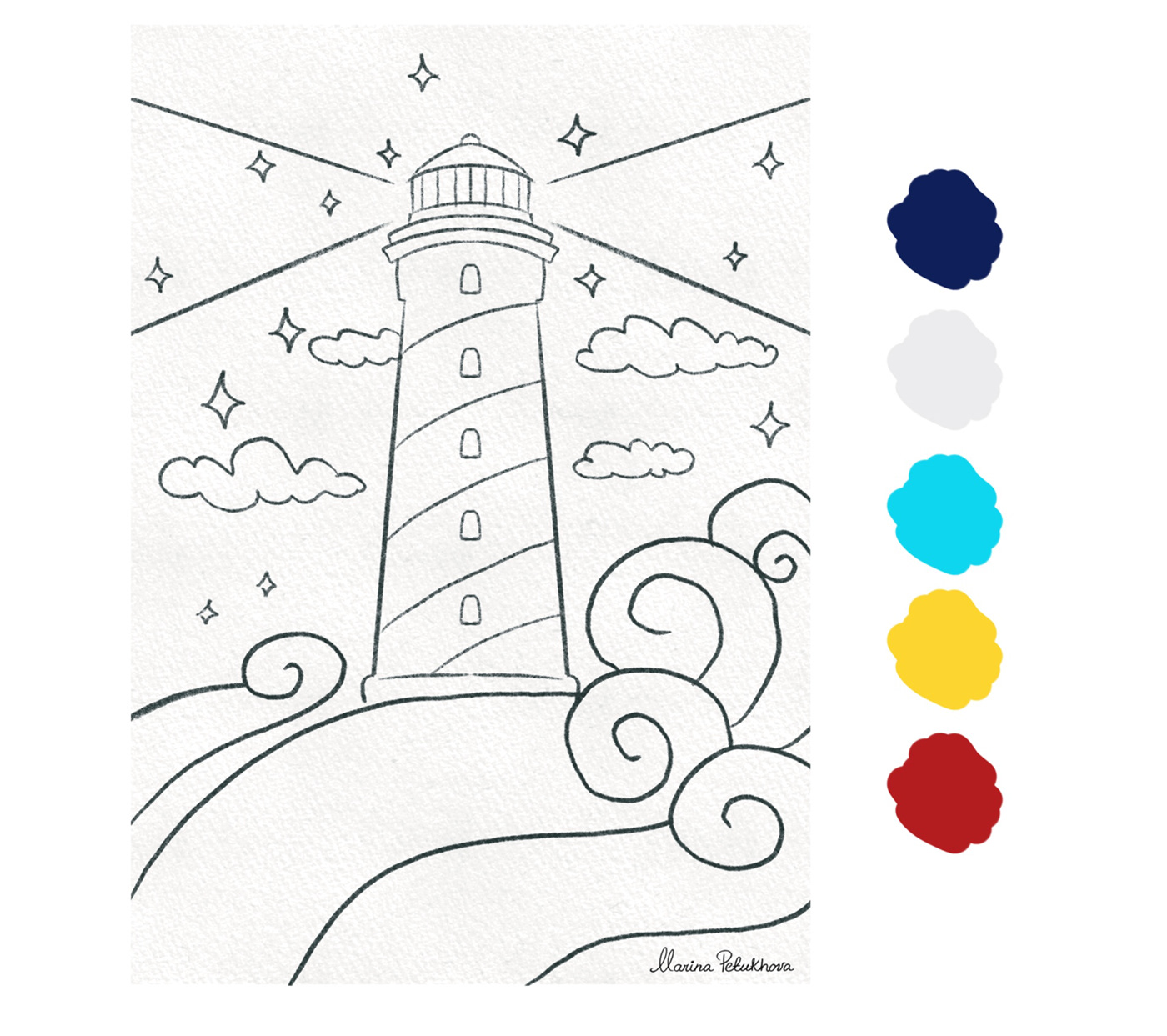 artwork beacon Digital Art  digital painting ILLUSTRATION  lighthouse sea