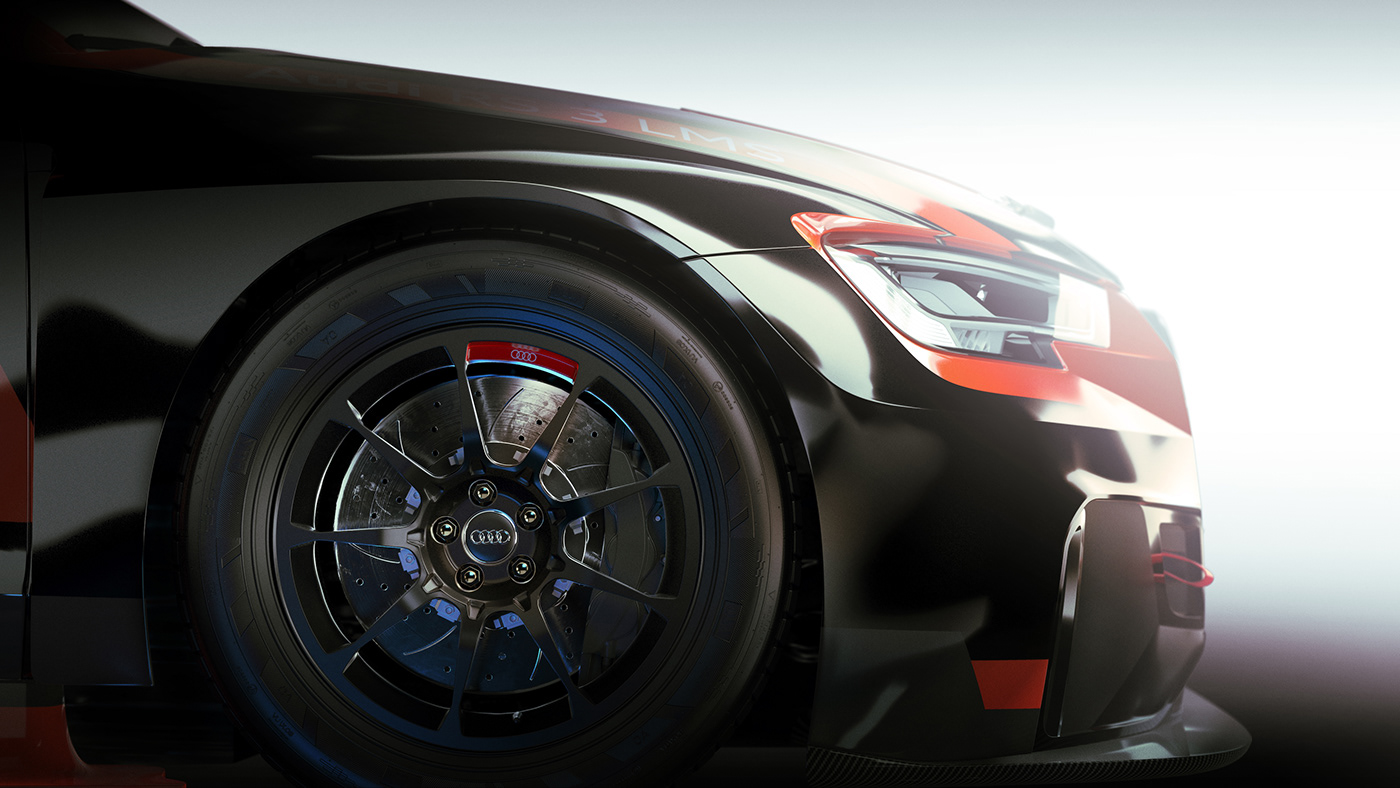 the crew car Audi Bodywork 3D model polish close up 3D WORK Matte Painting Racing