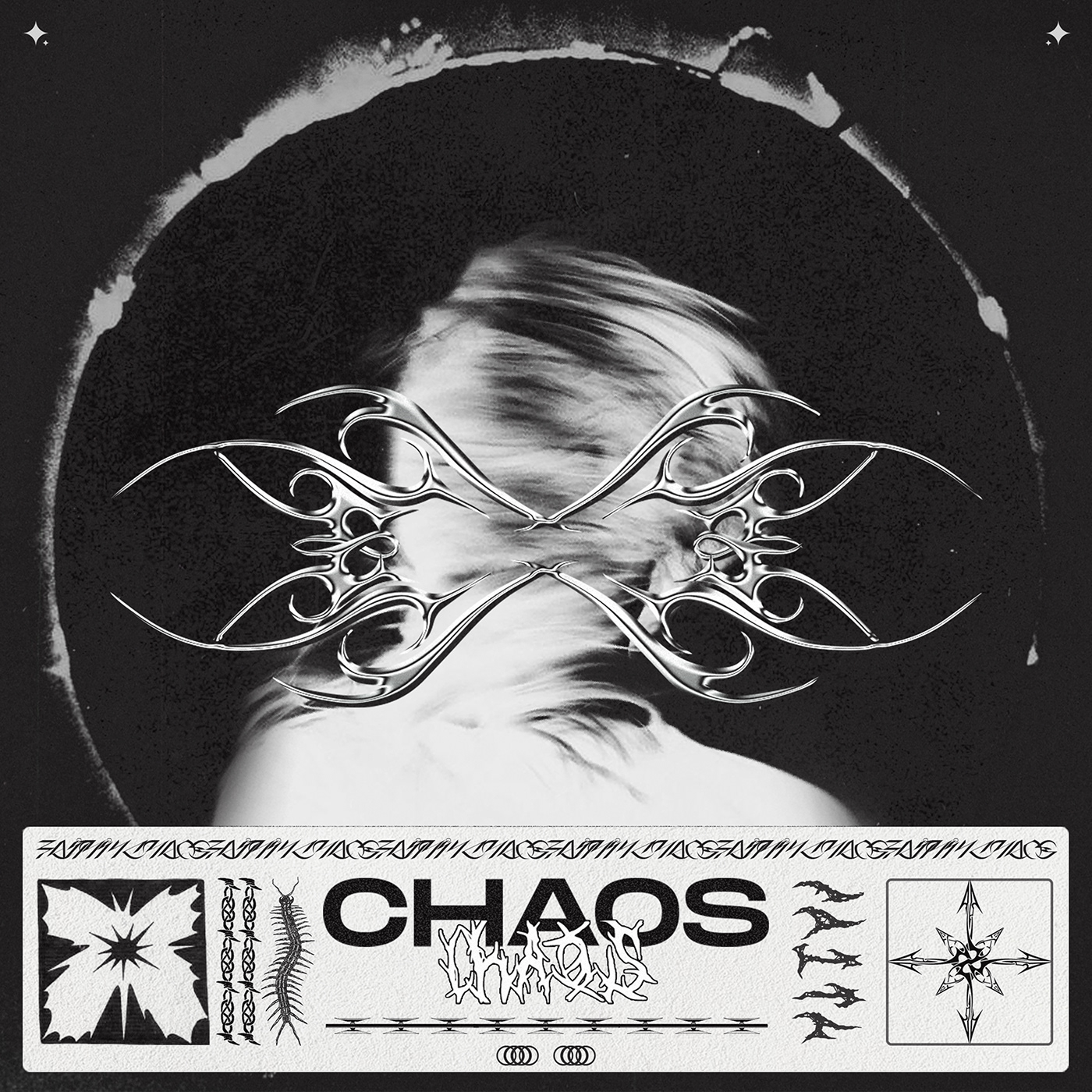 aesthetic artwork CD cover chaos chrome cover photoshop tribal type