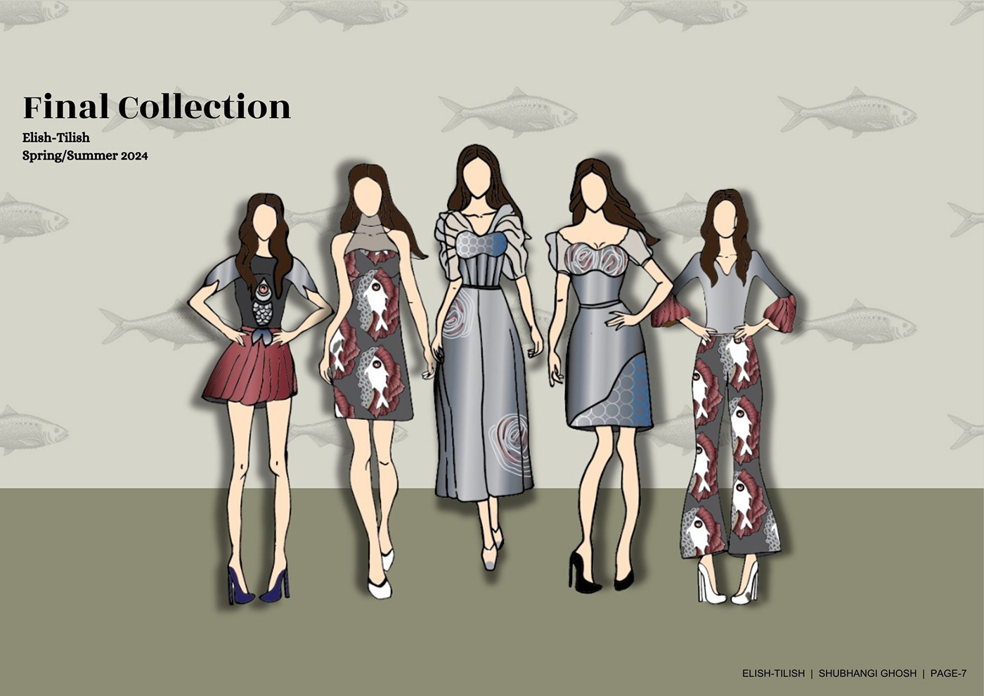 fashion design fashion illustration design process Illustrator reel Garment Construction pattern making apparel Hilsa Fish