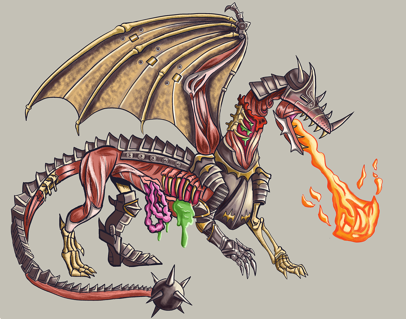 bodyhorror darkart dragon dragons fantasy art horror zombie