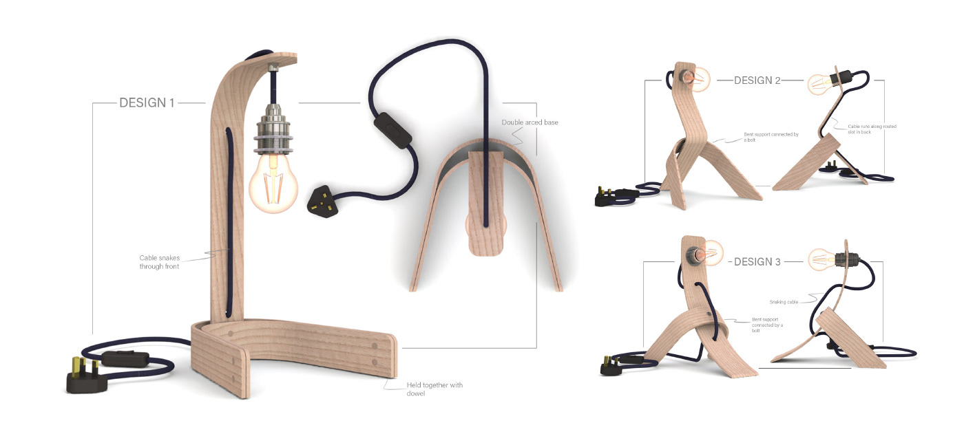 Steam bending lighting light design product design  industrial design  designer product