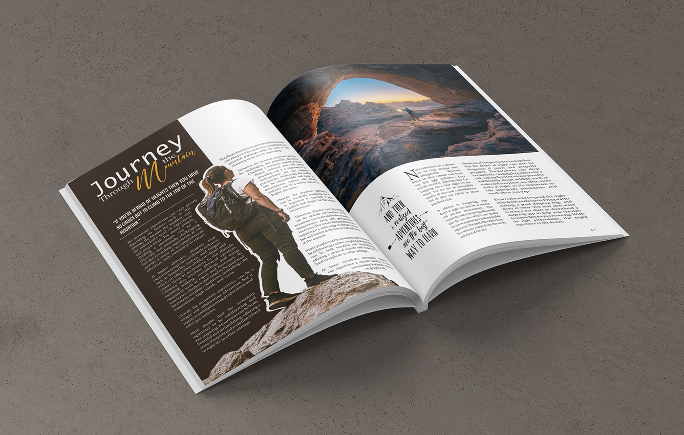 Travel magazine book design Magzine Design explore Backpacker Sahara desert Layout Design design adobe