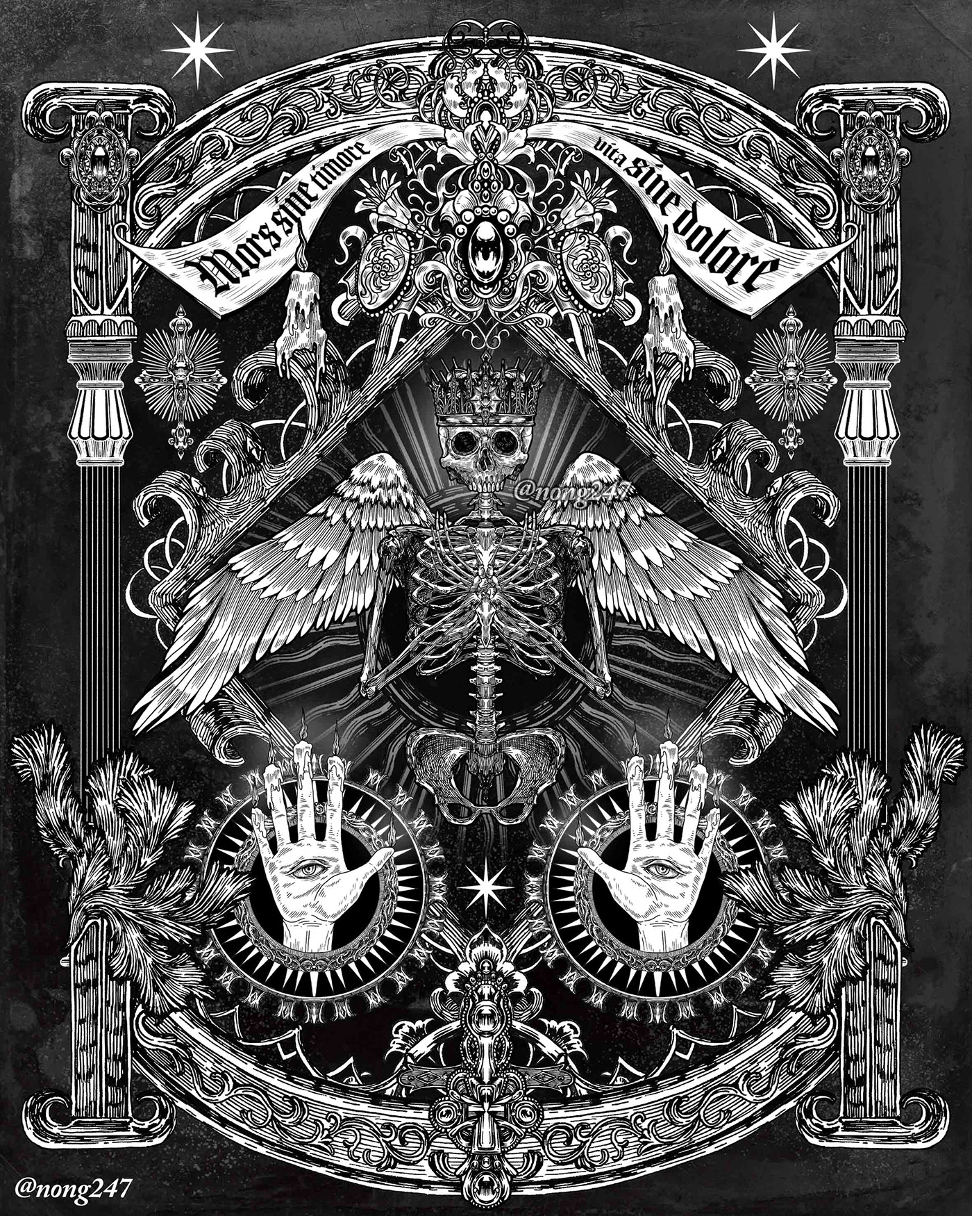ILLUSTRATION  Skull art skeleton bones Horror Art dark grotesque occult death mementomori