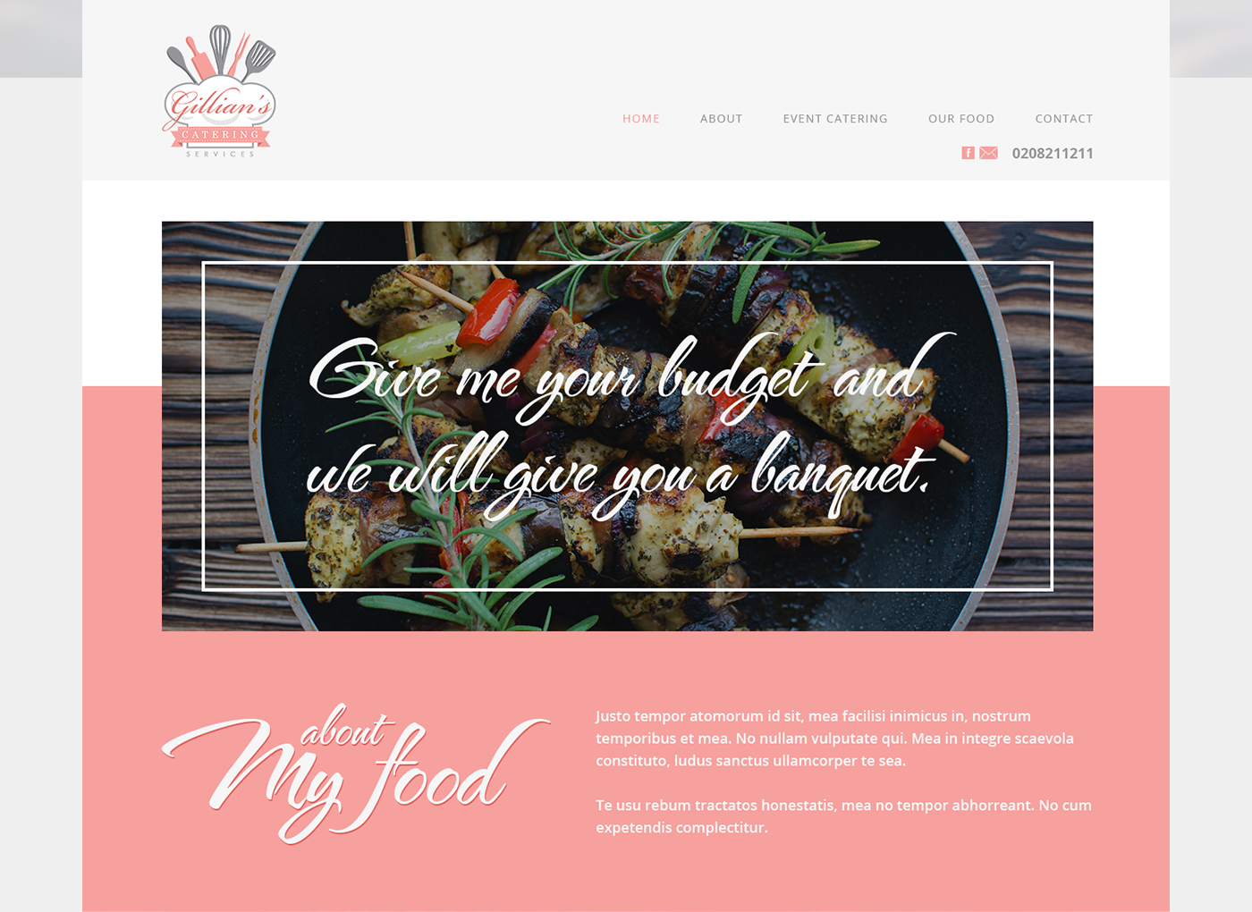 Gillian's catering Website design UI ux Shaza Chua Creative Workman clean minimal philippines