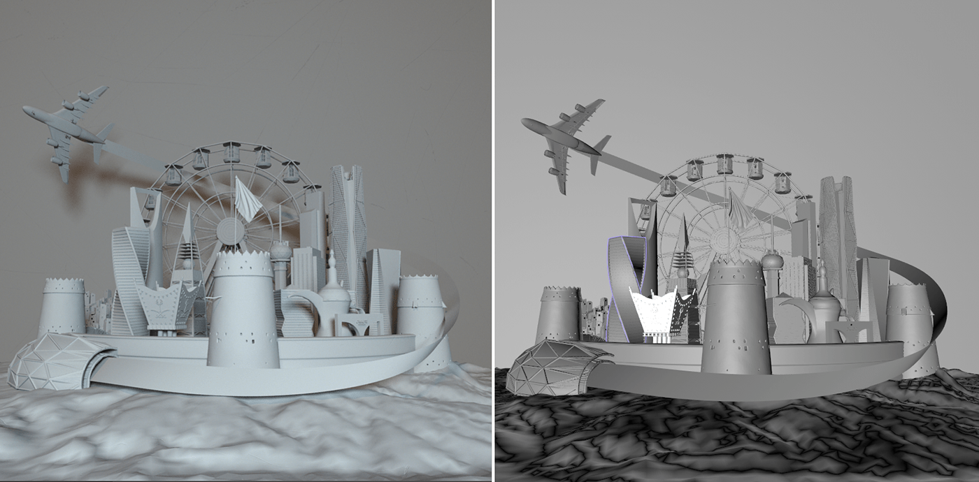 3D c4d city Maya riyadh corona render  modeling