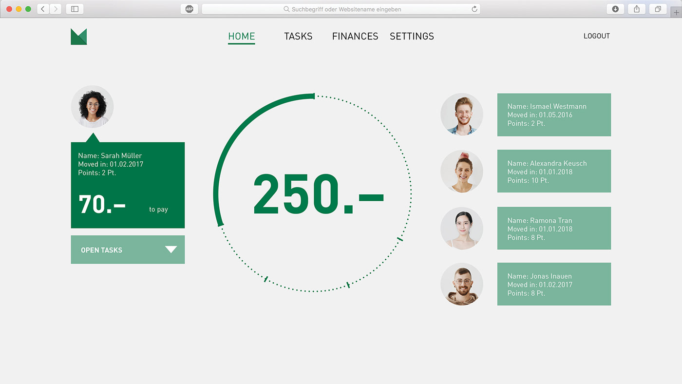 co-living design flatmates Migros Screen Design simple tasks UI