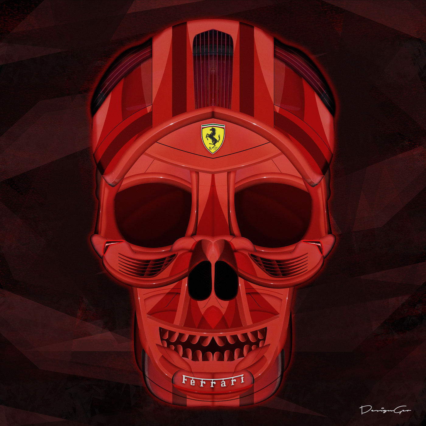 Low poly skulls digital artworks created by digital artist DesignGeo