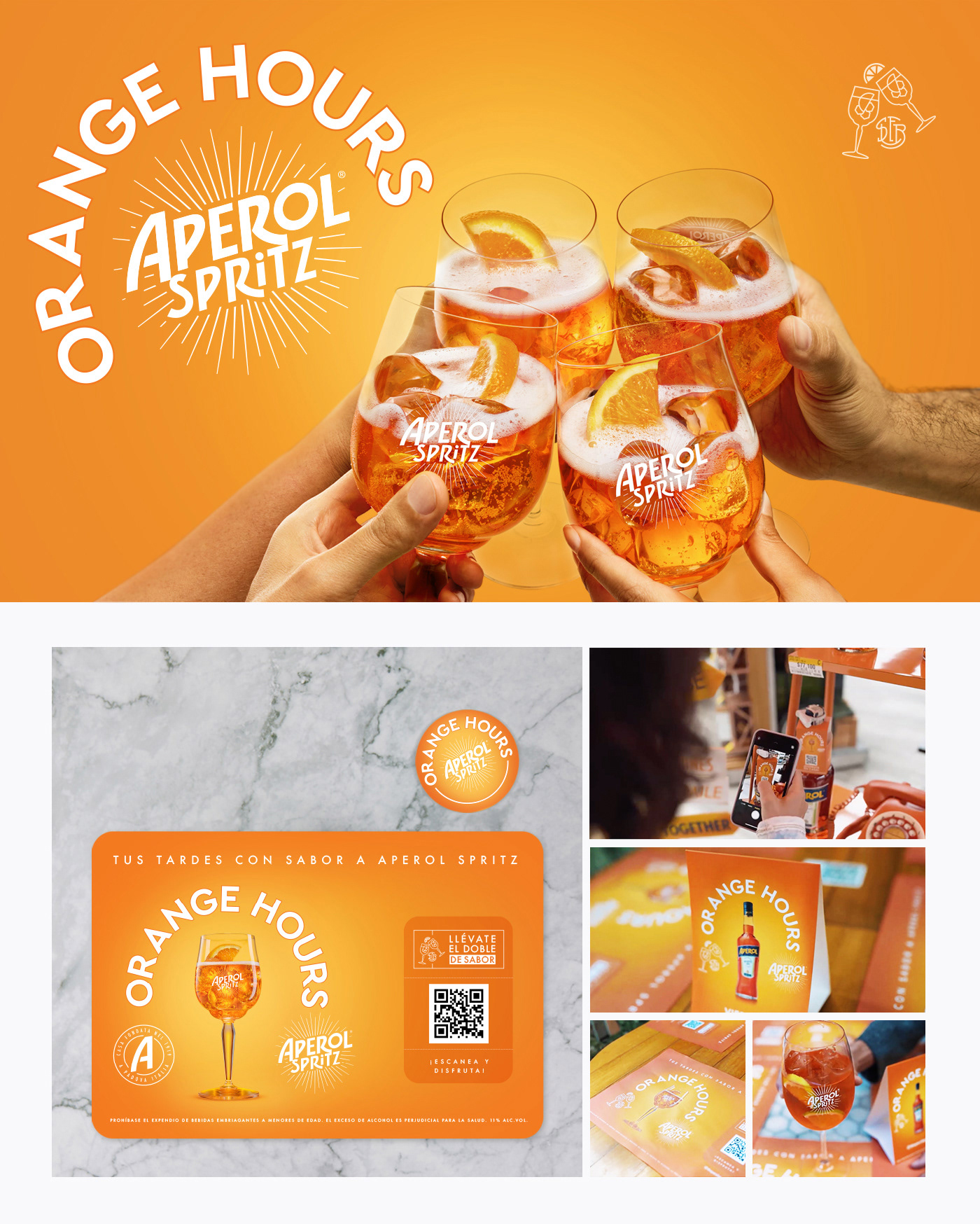Advertising  alcoholic beverages aperol digital diseño gráfico Estructuras Visuales Spritz brands