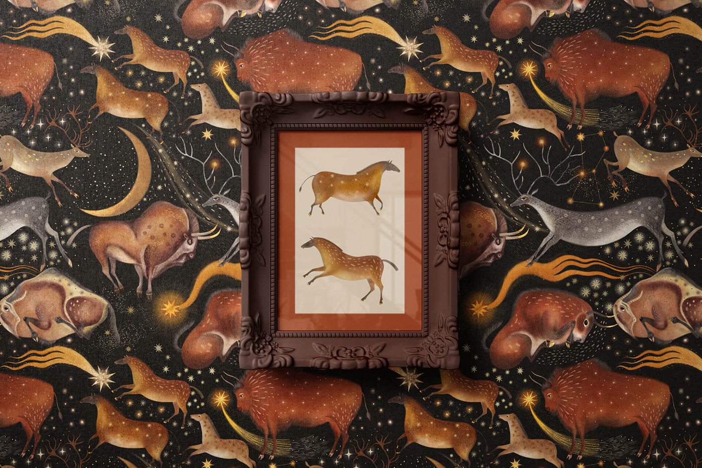 animal illustration Digital Art  ILLUSTRATION  pattern poster Procreate pattern design  textile wallpaper watercolor