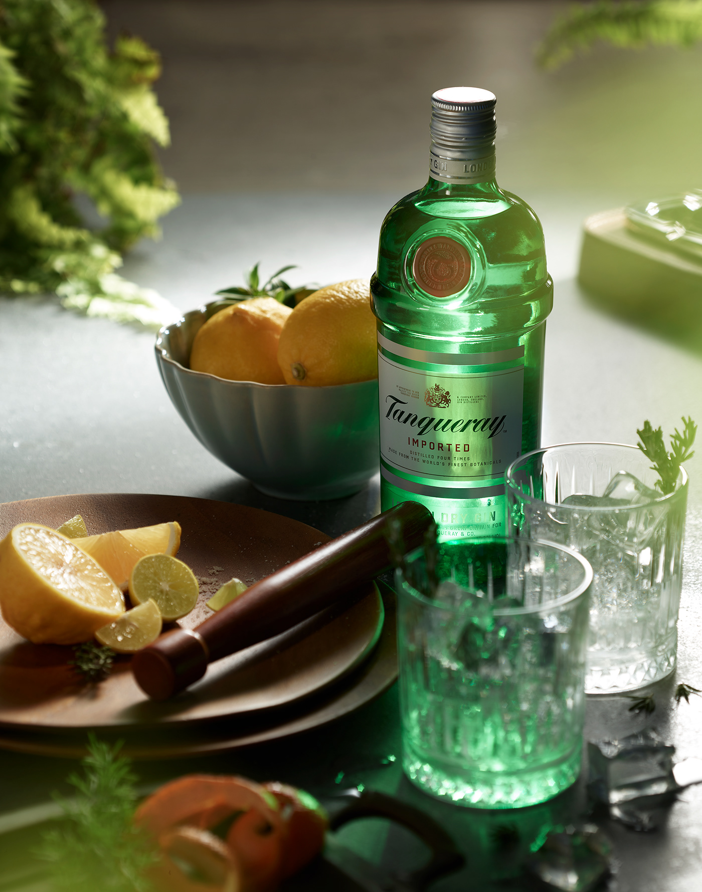 Ingredient inspired Product Photography for a Gin brand - Tanqueray