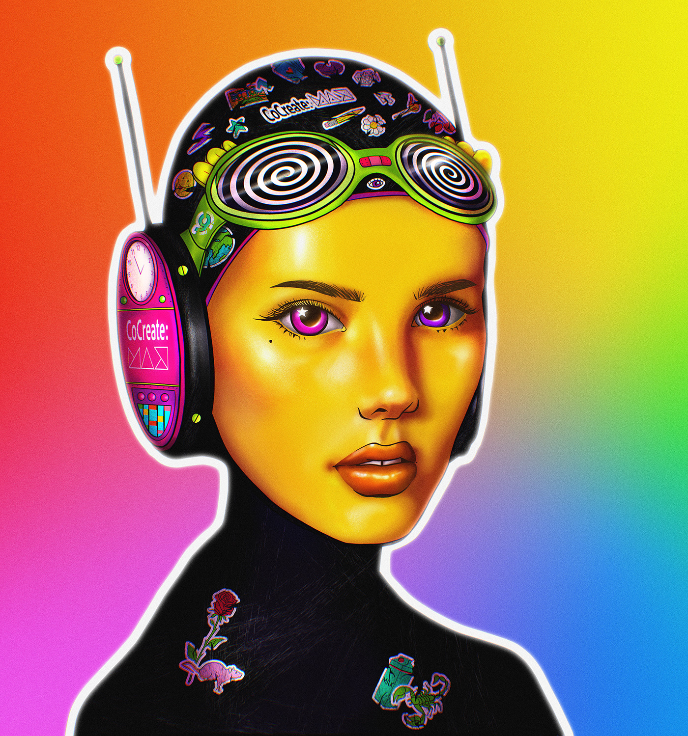 adobe adobemax comic girl ILLUSTRATION  music pop Scifi spotify stickers