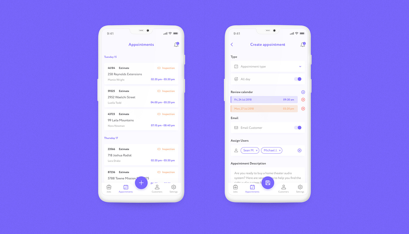 UI ux iphone app schedule Appointment Mockup motion animation 