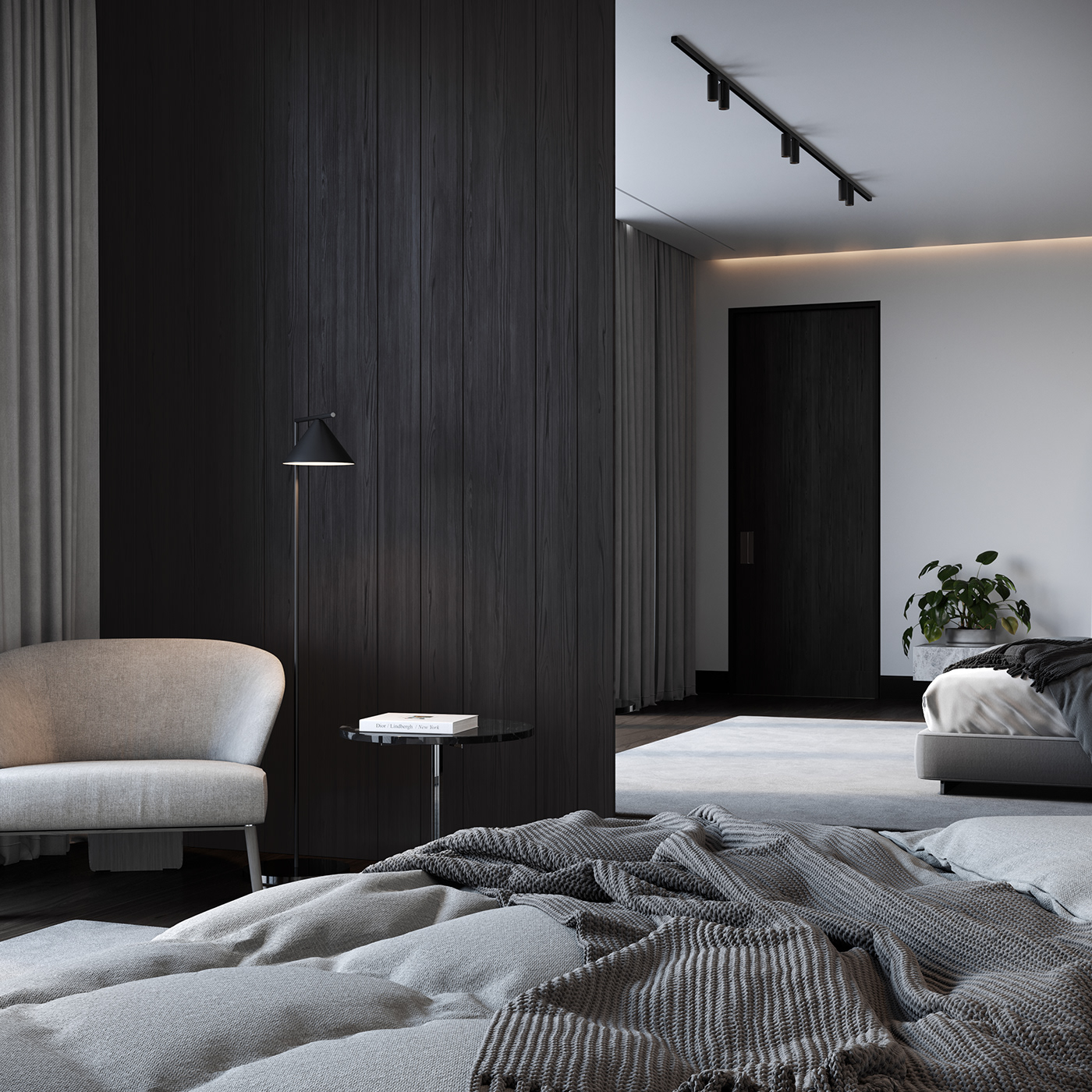 architecture bedroom furniture interior design  luxury minimalist plants White