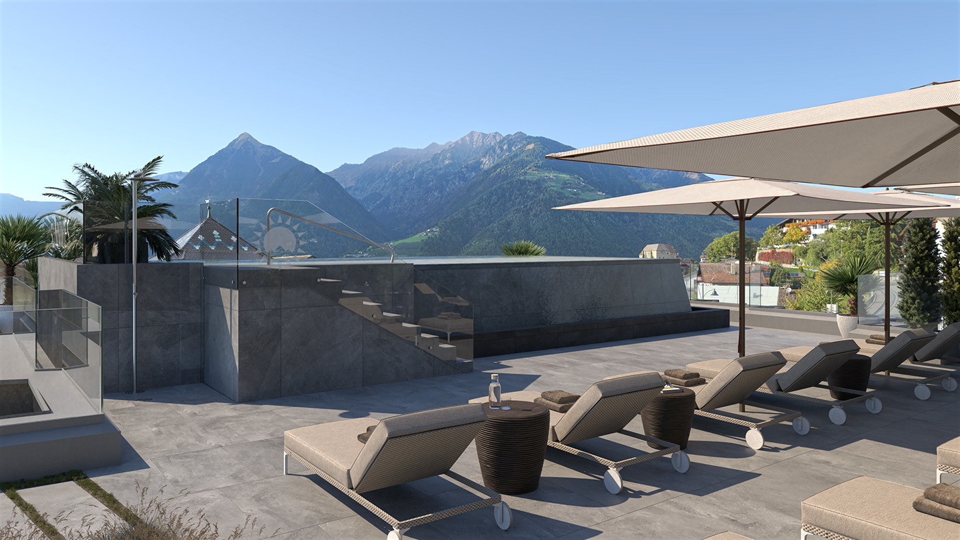 architectural archviz Arnold Renderer CGI cinema 4d rendering rooftop swimming pool visualization
