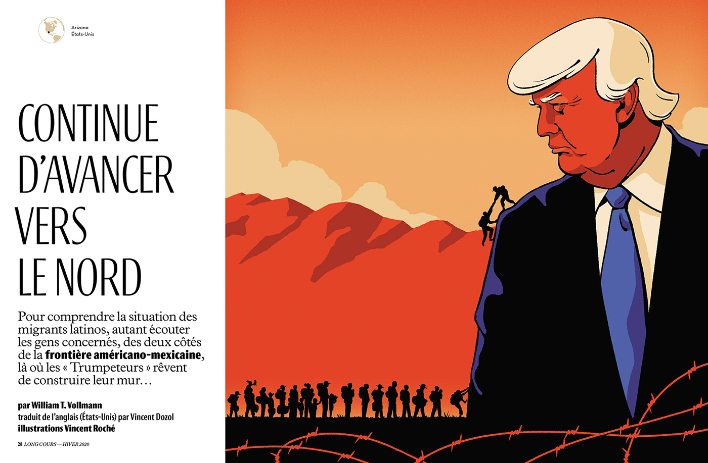 Trump wall mexico press edition usa longcours migrant Refugees