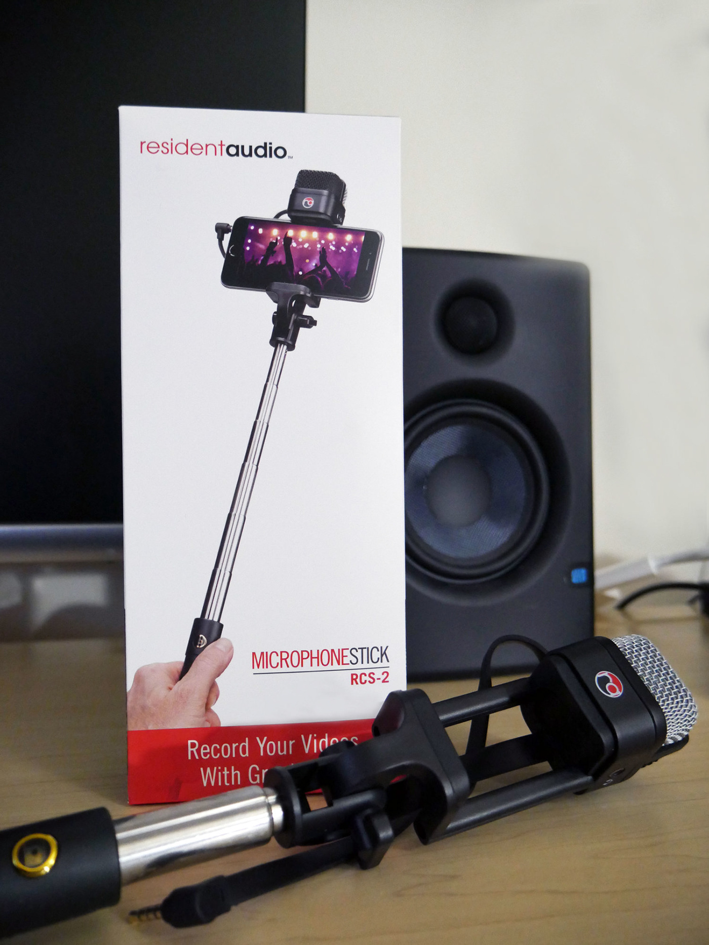 Audio creators microphone music musicians package design 