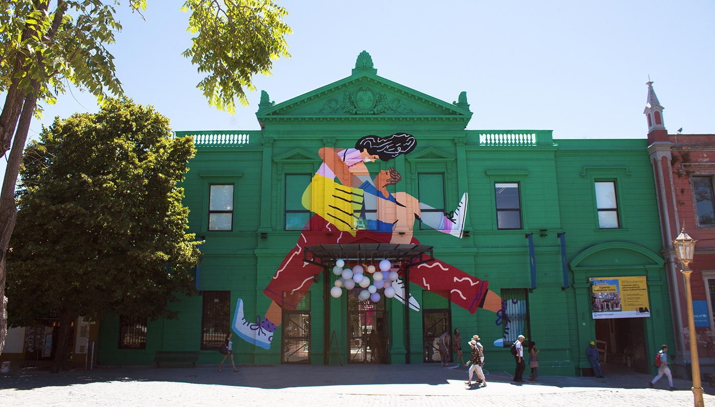 Love summer hugs friends colorful buenos aires city Mural art show recoleta