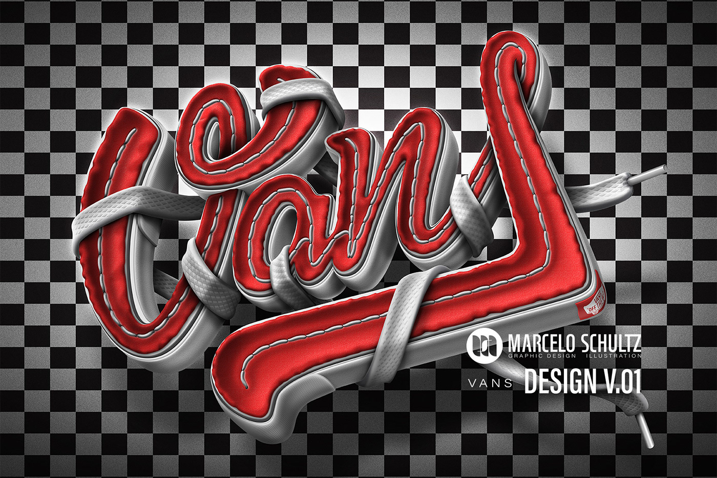 Vans design ILLUSTRATION  vector lettering 3D skull photoshop Illustrator shoes