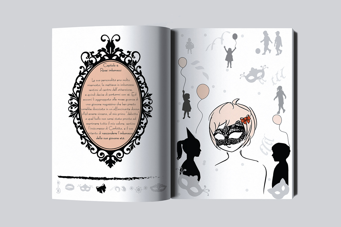 book carnevale Illustrator illustrazione pantone pizzo progettazione grafica tipografia unsedicesimo visual design