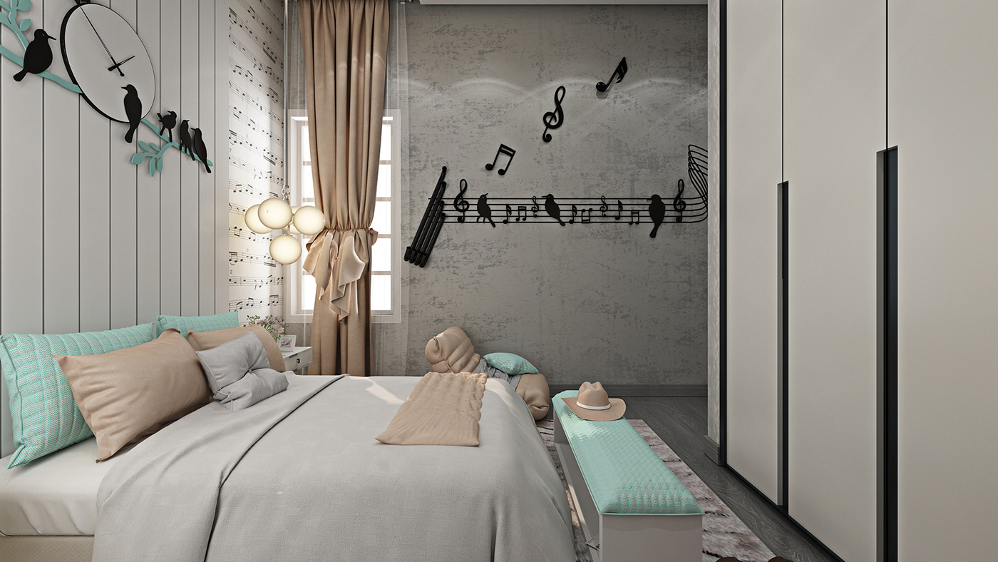 Piano music Girl bedroom bedroom Interior girl