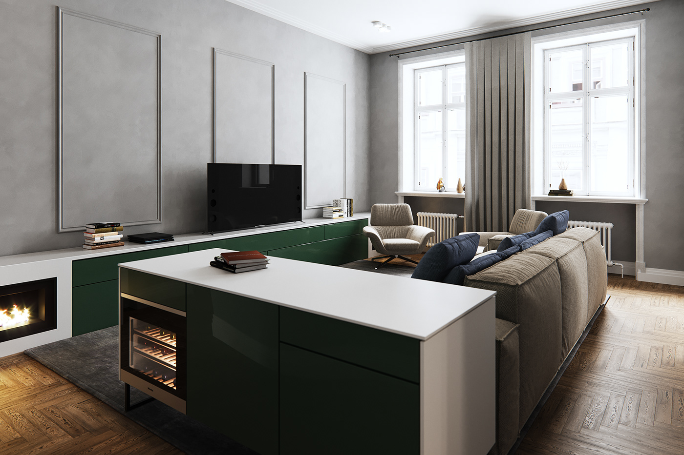 3dsmax berlin Classic Interior coronarenderer design designinterior ganzhailya ganzhastudio Interior vizu