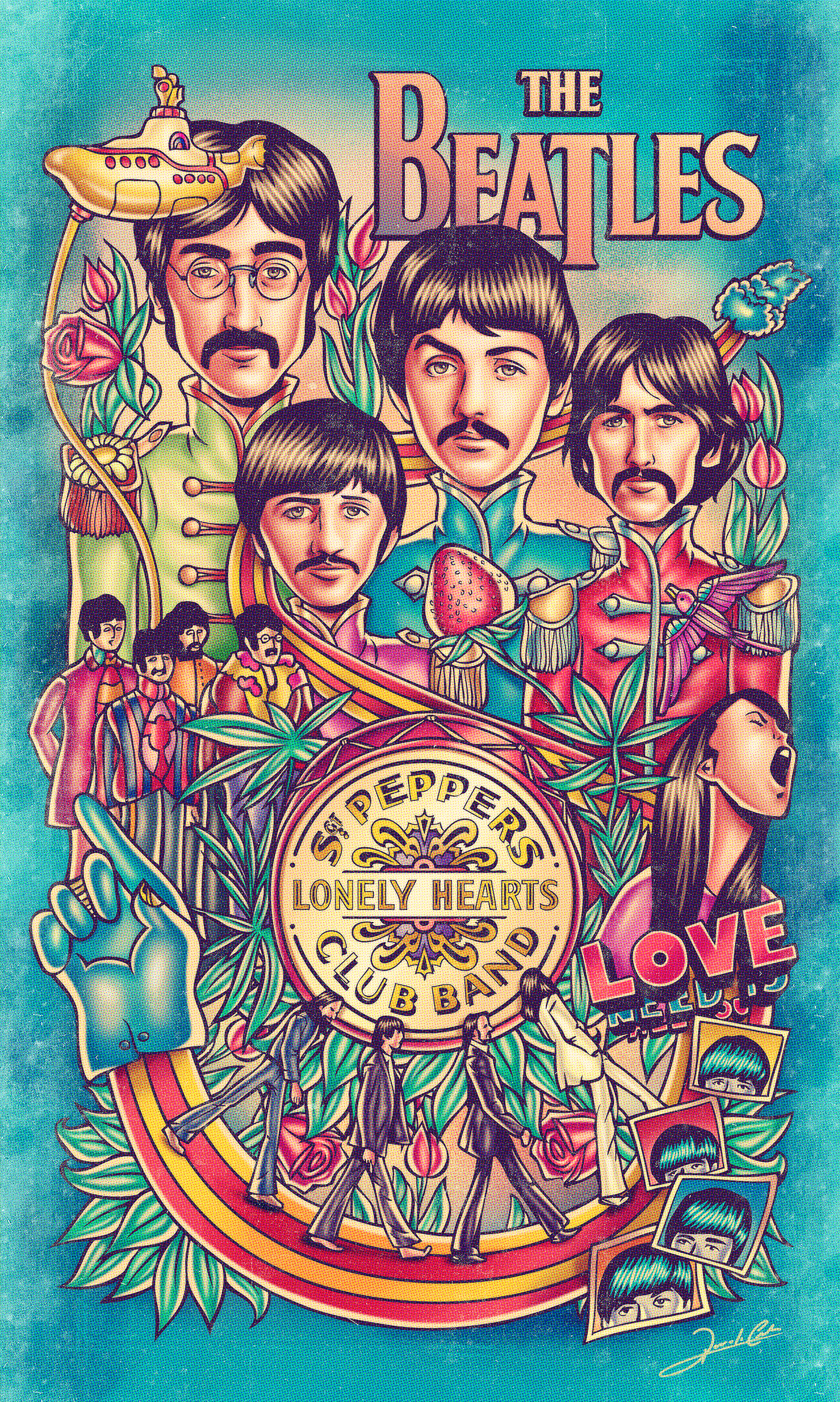 rock art artwork Beatles queen foo fighters