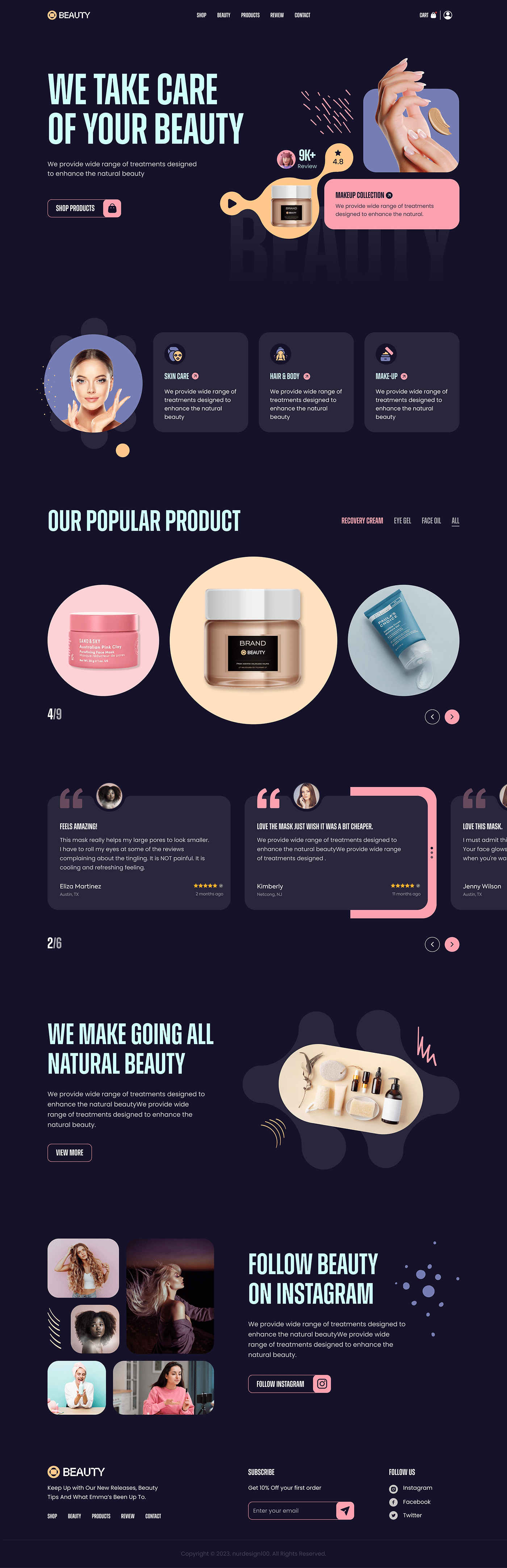 beauty Beauty Products design Ecommerce landing page skincare UI/UX user interface Web Design  Website
