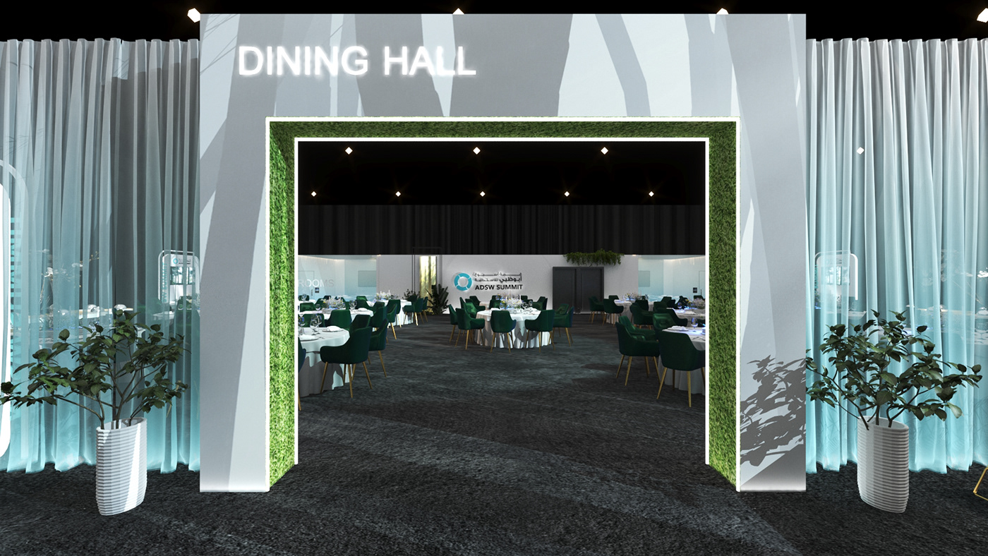 Sustainability Stage meeting room Event projection minimal Technology concept design fabric lighting