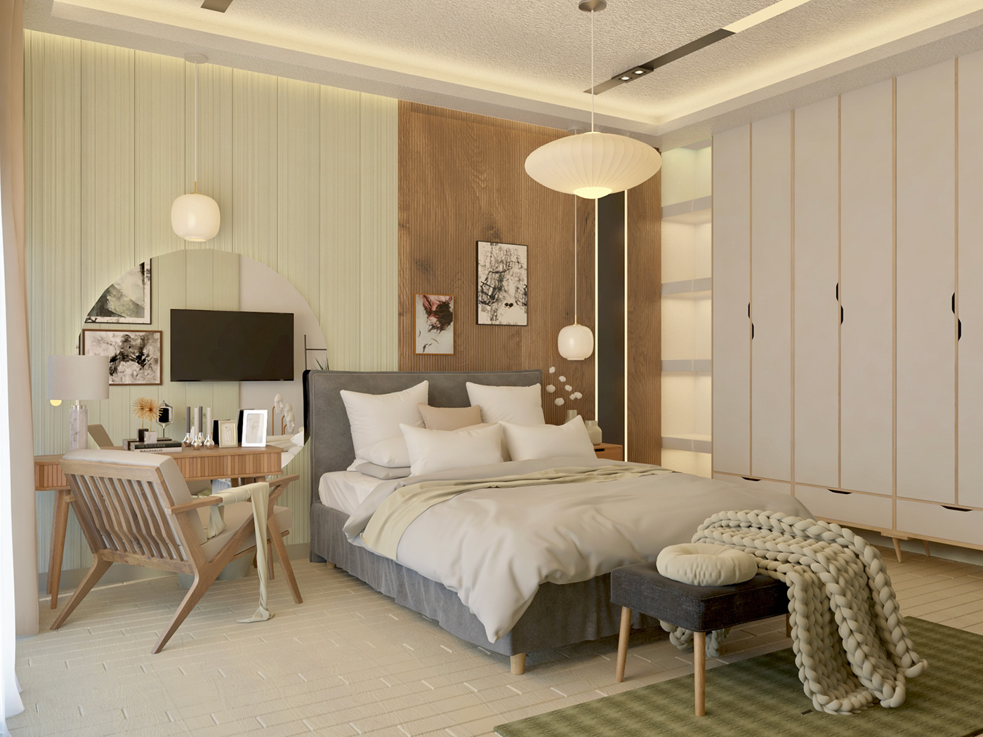 bedroom interior design  architecture modelling design decor 3D visualisation Scandinavian nordic Interior 3ds max Render vray
